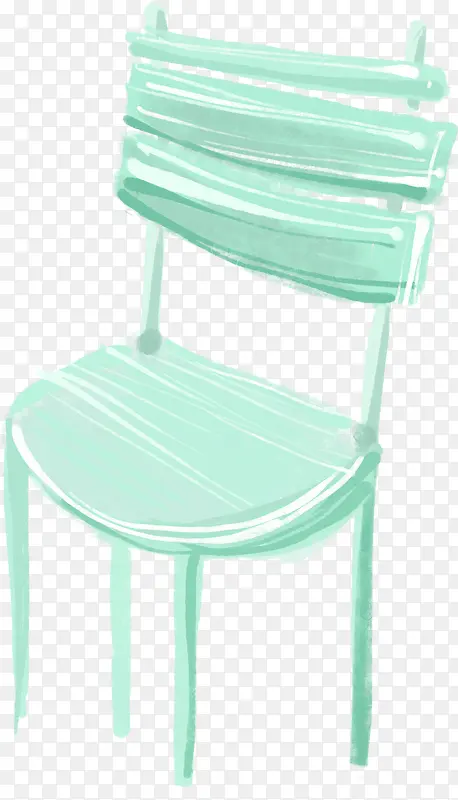 手绘蓝色椅子漫画水彩