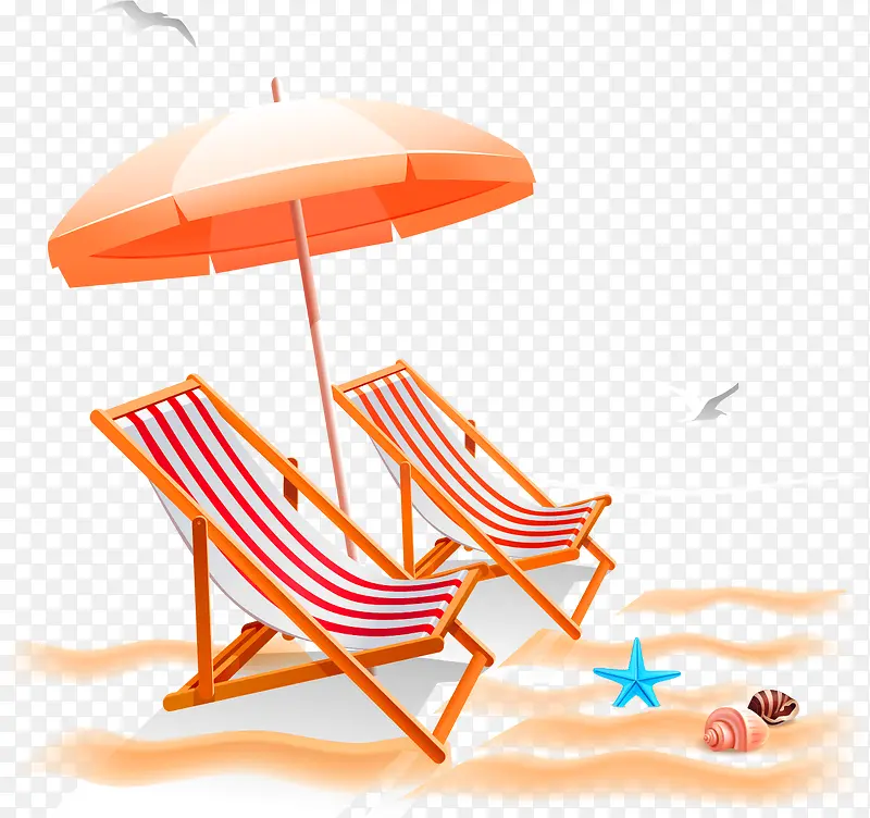 卡通沙滩躺椅遮阳伞