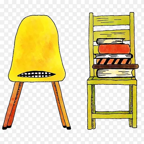 椅子和书本插画