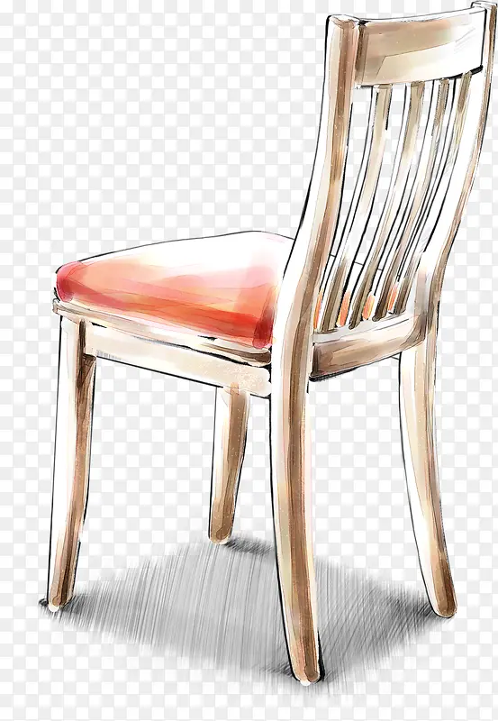 手绘室内装饰红色椅子