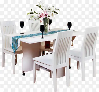 白色木质餐桌椅子七夕