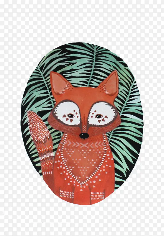 创意动物水彩红狐狸