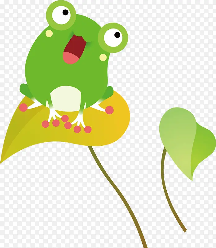 青蛙  卡通  绿色 荷叶 动物