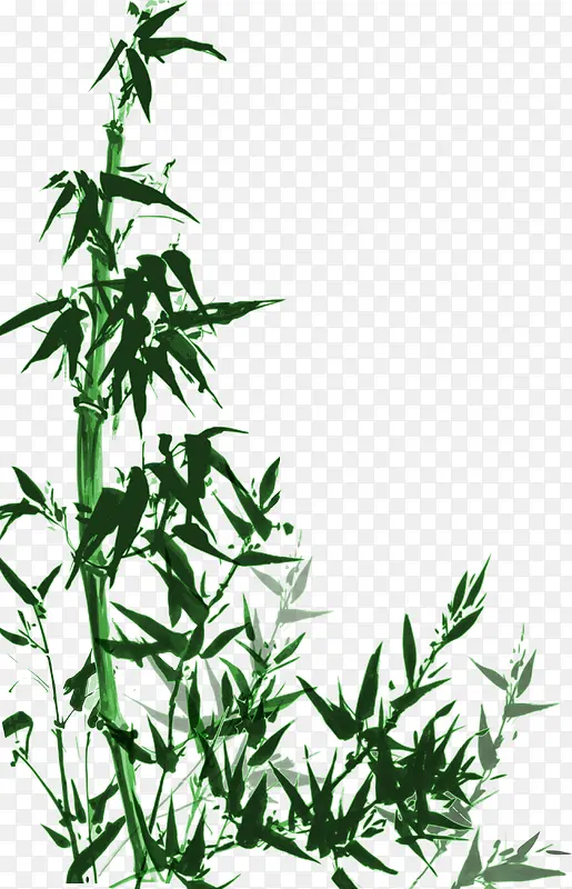 中国风手绘竹子矢量素材绿色