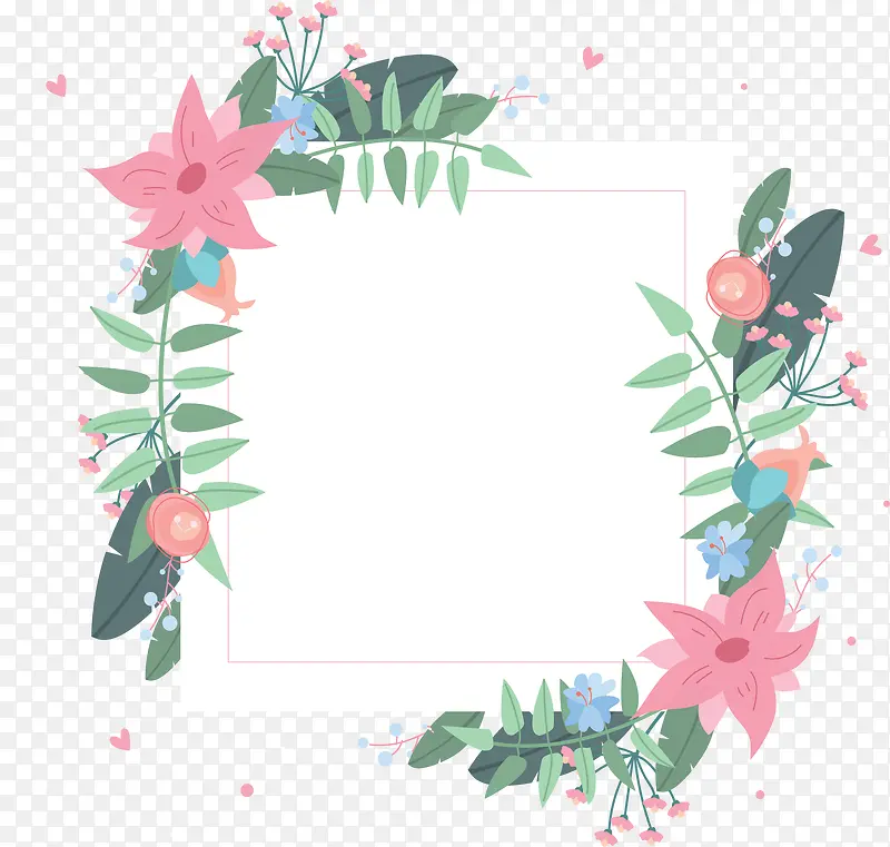 粉红花朵春天边框