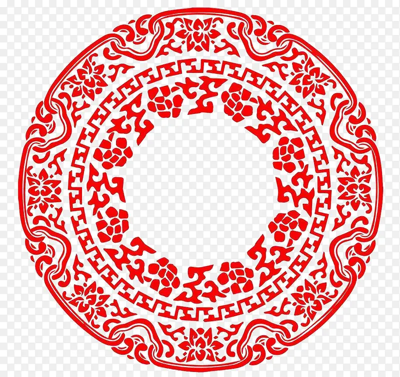 红色复古中国风圆形边框