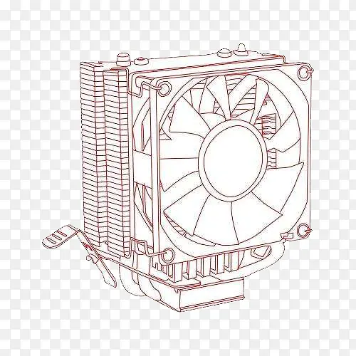 灰红色风机线框模型