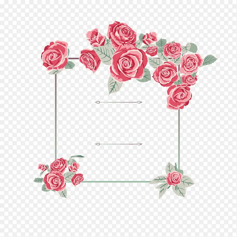 复古红玫瑰卡片边框矢量素材