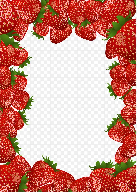 矢量手绘草莓边框