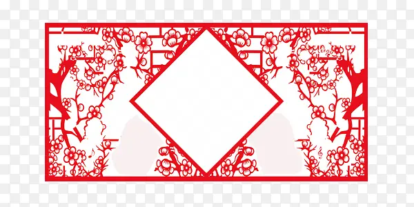 中国风红色剪纸边框