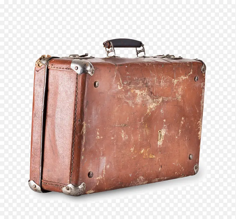 棕褐色斑驳的手提箱高清摄影图片