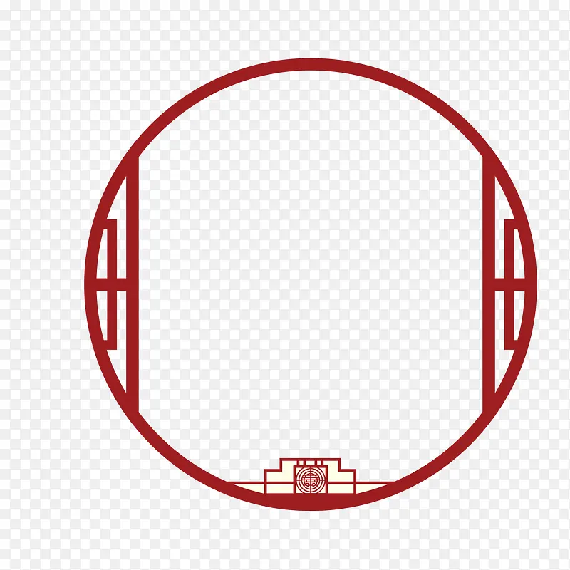 红色圆形中国风边框