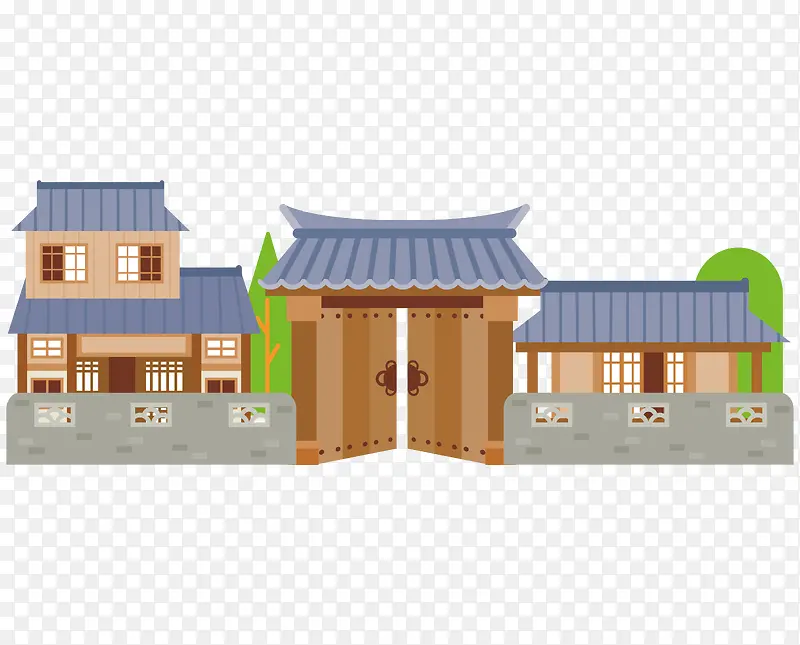 卡通房屋装饰插画广告设计扁平化