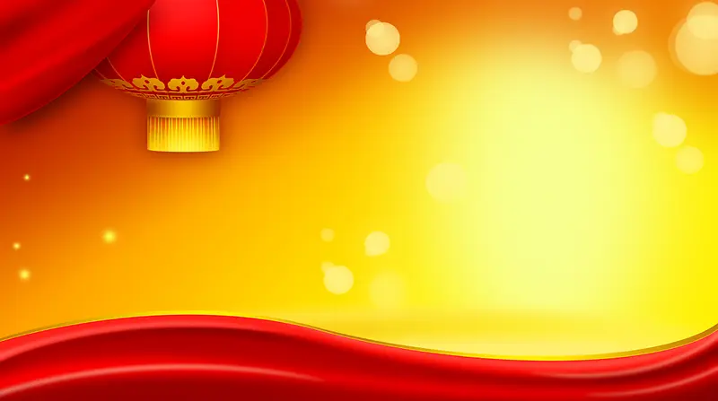 中秋节黄背景红灯笼