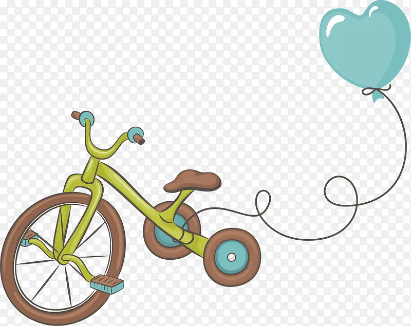 手绘儿童自行车气球图案