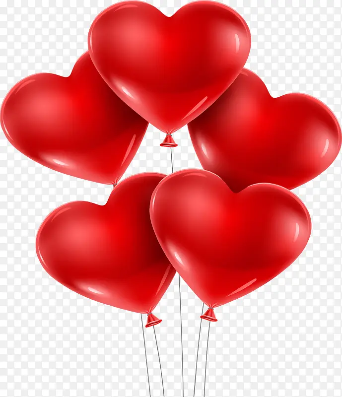 红色简约爱心气球装饰图案
