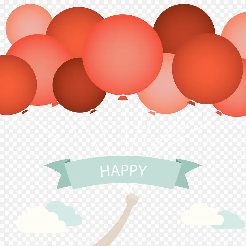 红色气球束生日装饰矢量图