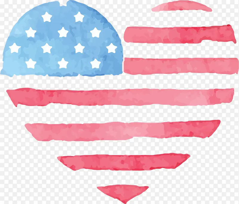水彩美国国旗爱心