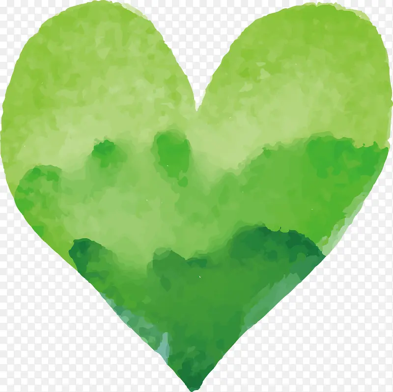 水彩绿色爱心设计