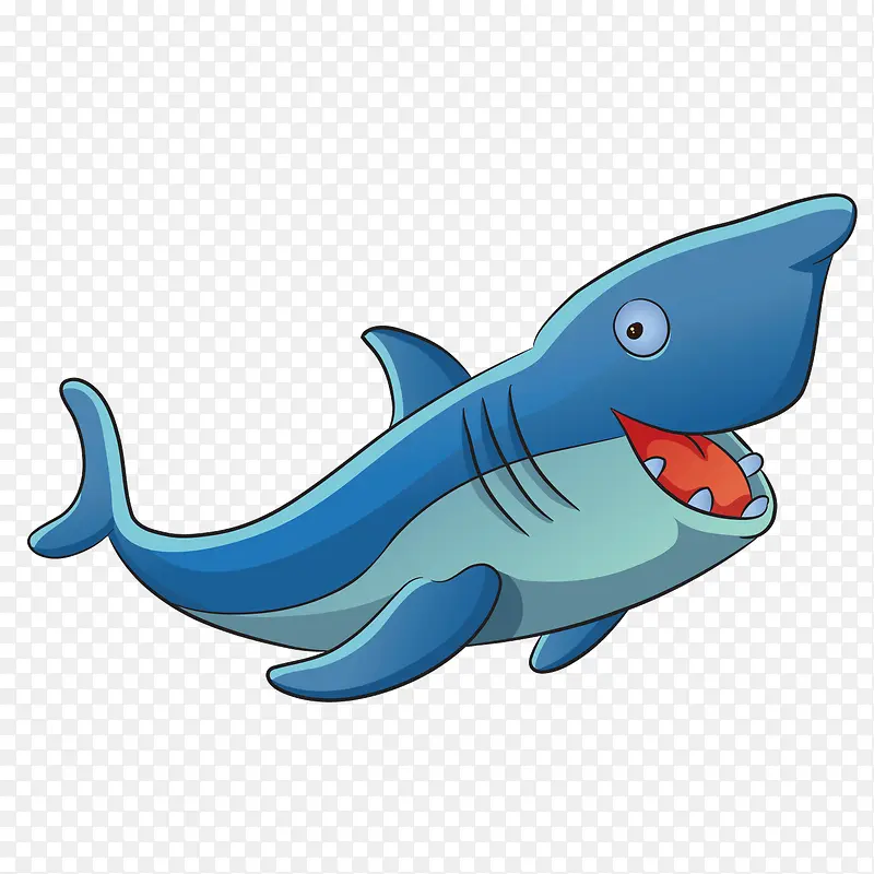 蓝色质感卡通鲨鱼可爱