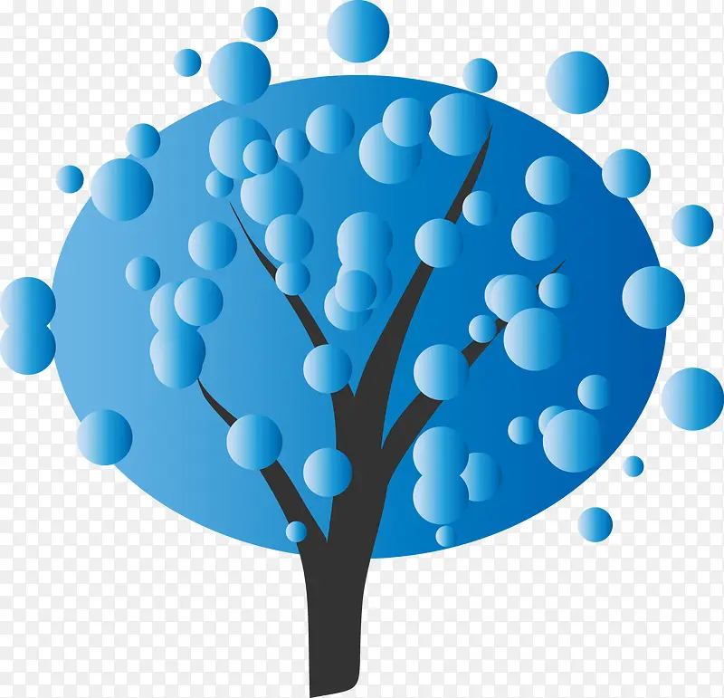 蓝色创意卡通树