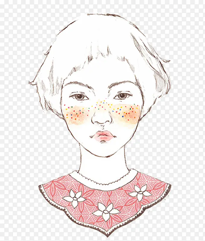 卡通素描女孩子