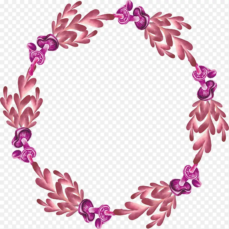水彩紫色树枝花环