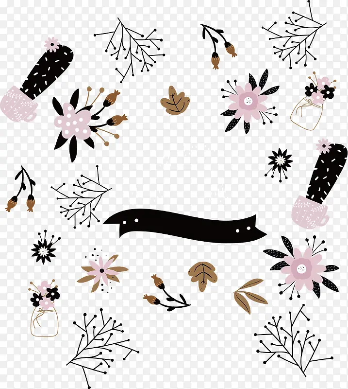 卡通花朵树枝花纹
