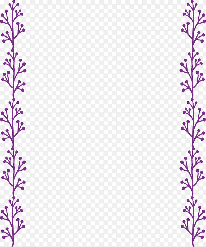 紫色手绘植物边框