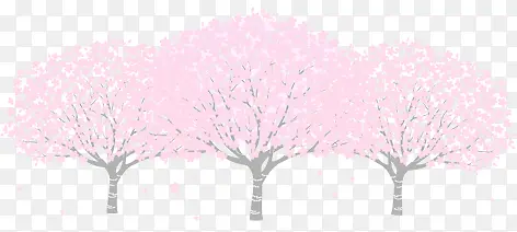 卡通三棵樱花树