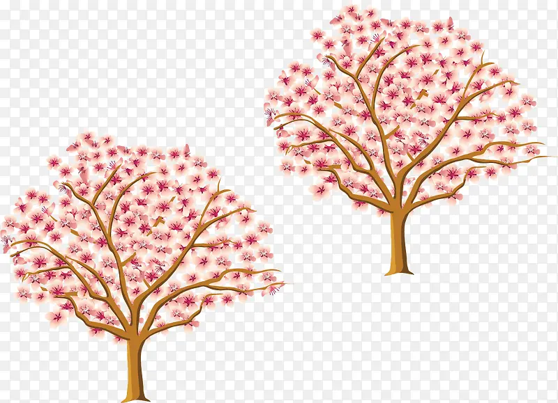 春季花朵树木樱花矢量素材