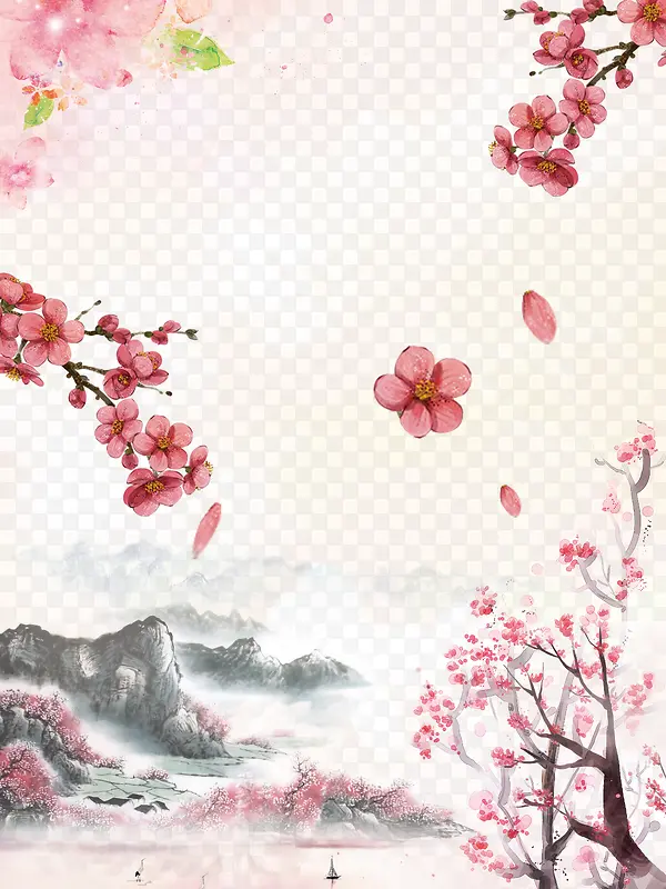 矢量樱花飘落