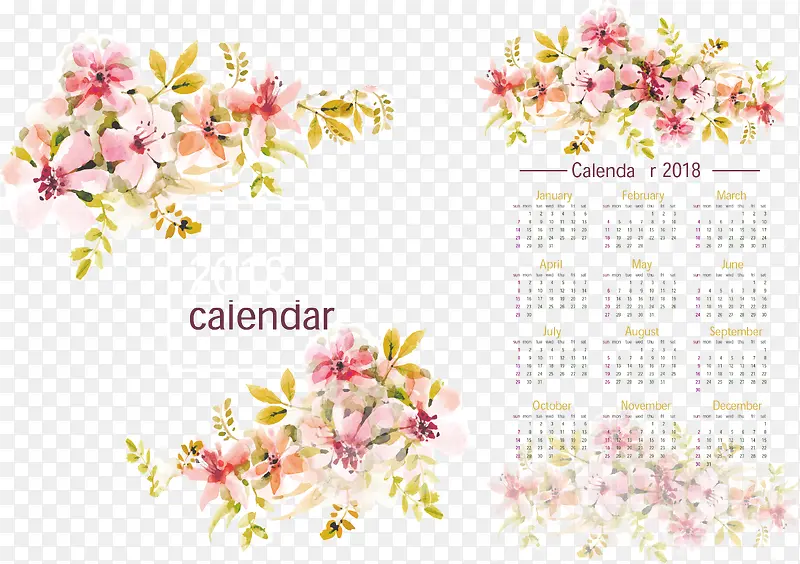 美丽樱花装饰日历模板
