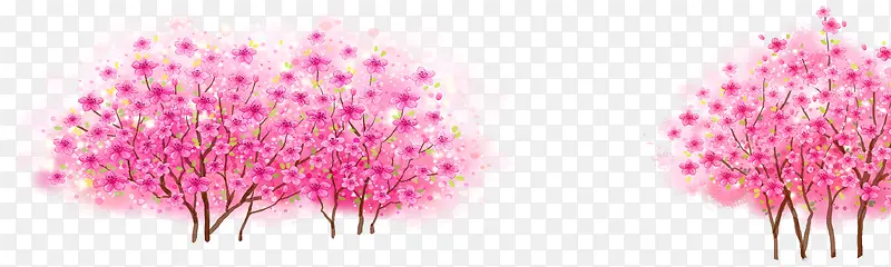 粉色樱花水彩画素材