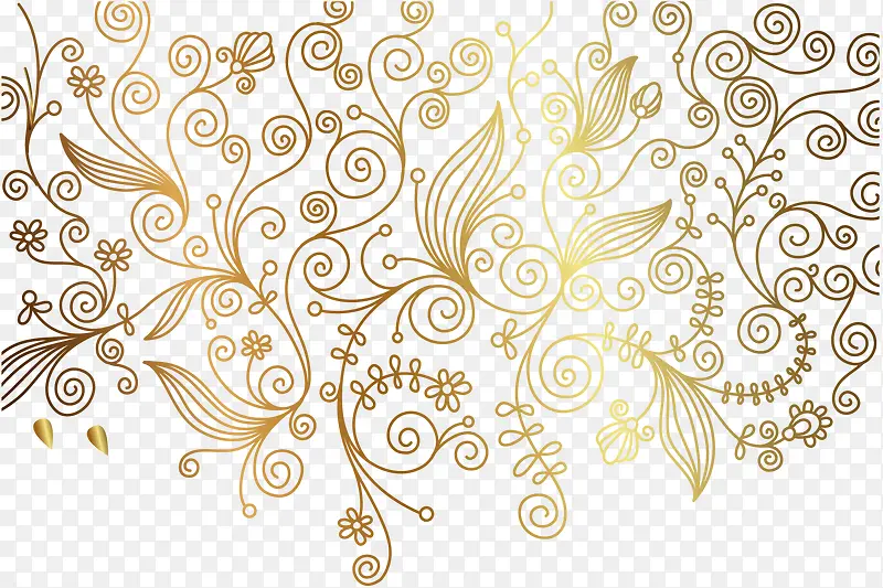 矢量手绘欧式花纹