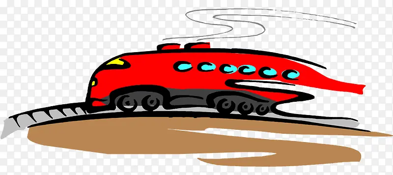 卡通手绘简洁红色火车插图