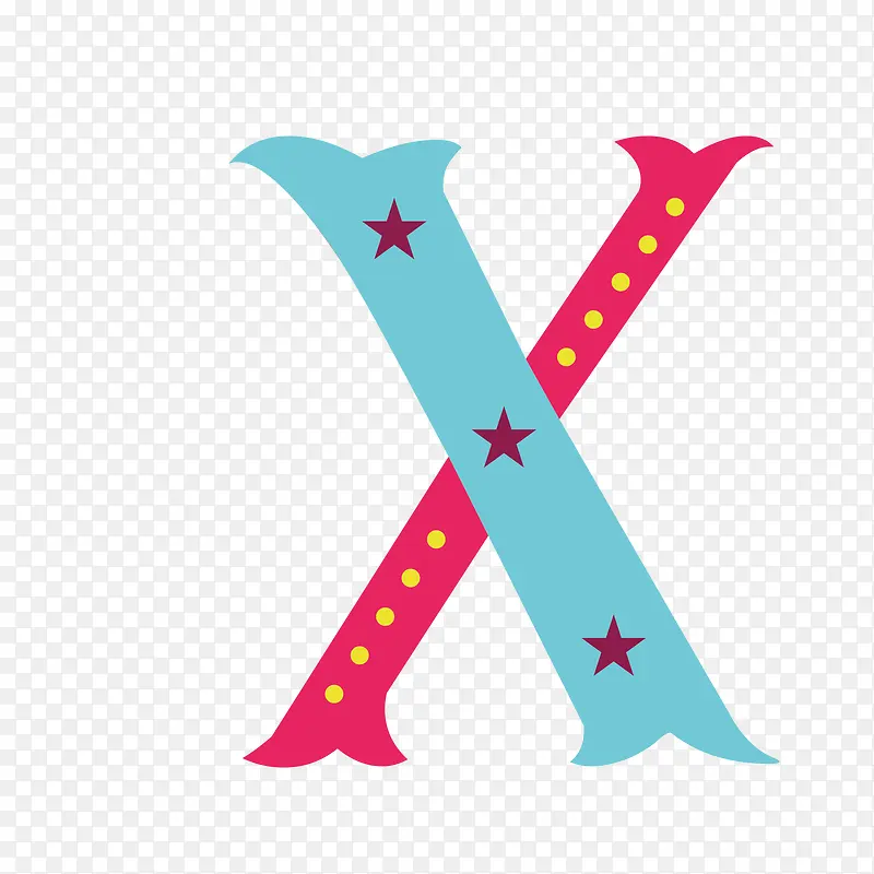 五角星图案字母X