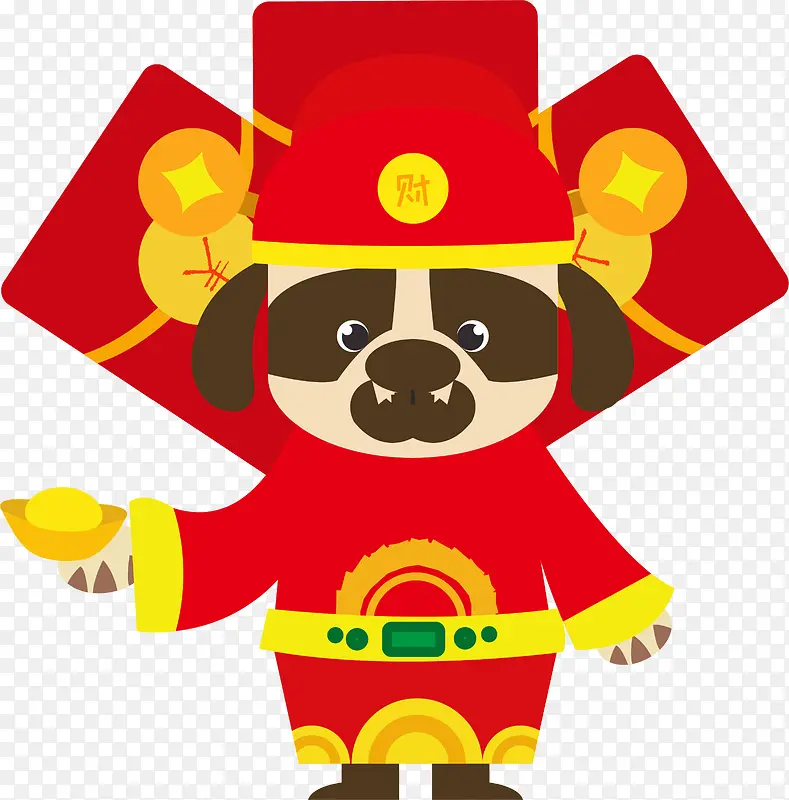 红色新年喜庆红包小狗
