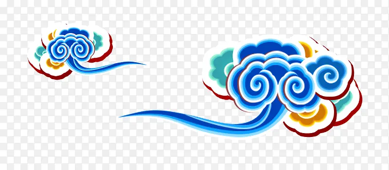 彩色卡通祥云新年设计