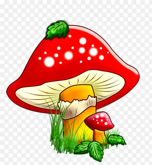 卡通手绘红色蘑菇