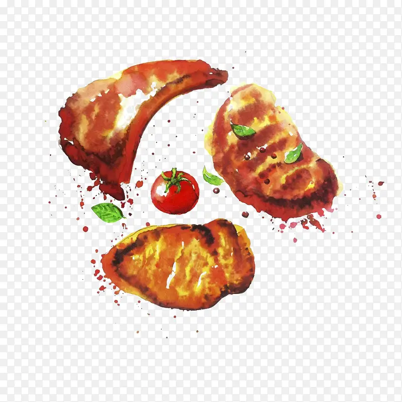 手绘牛排