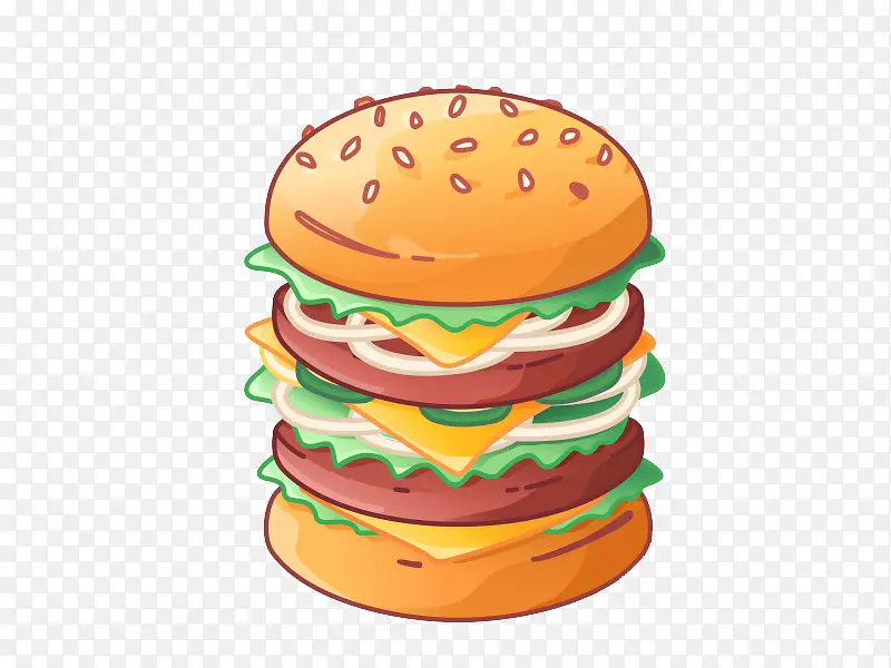 卡通食物美味快餐汉堡