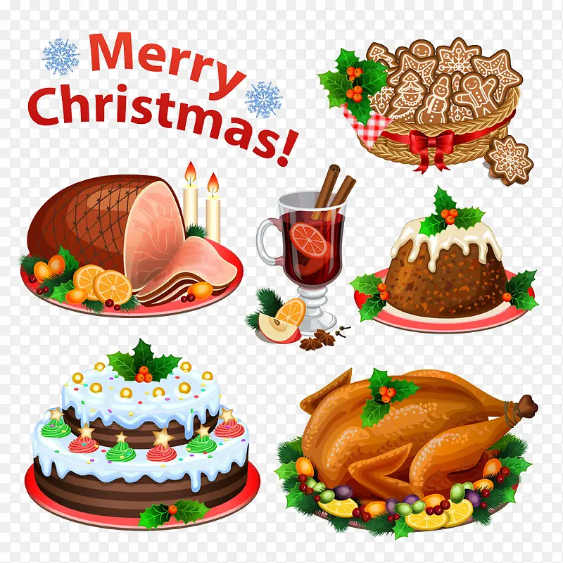 圣诞食物插画图片