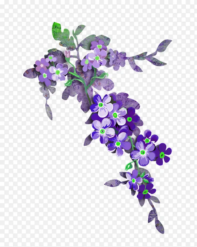 紫色清新花藤装饰图案