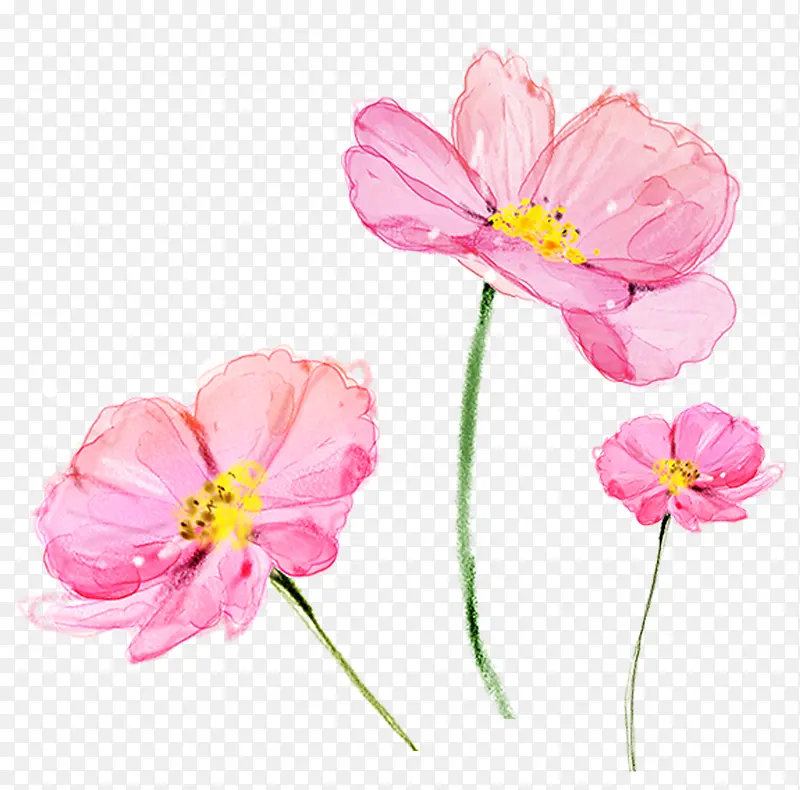 粉色水彩小清新花朵装饰图案