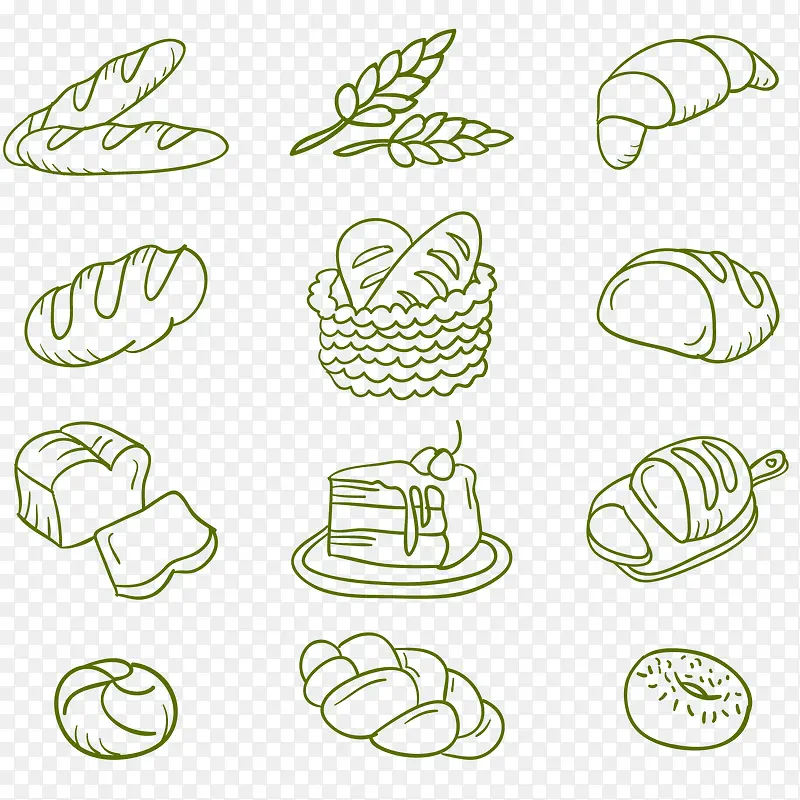 绿色清新线条食物装饰图案