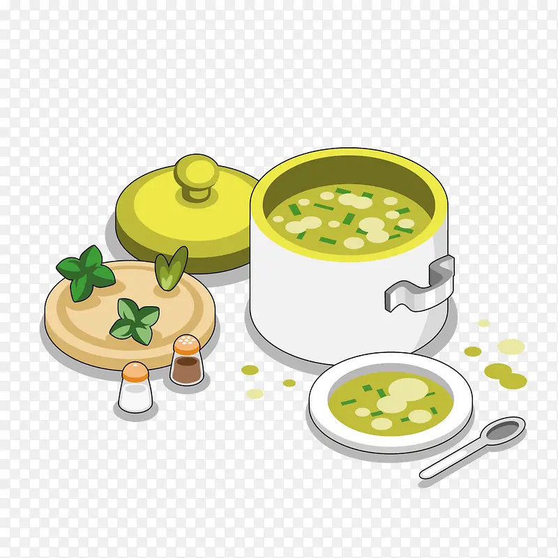 手绘美食煲汤png