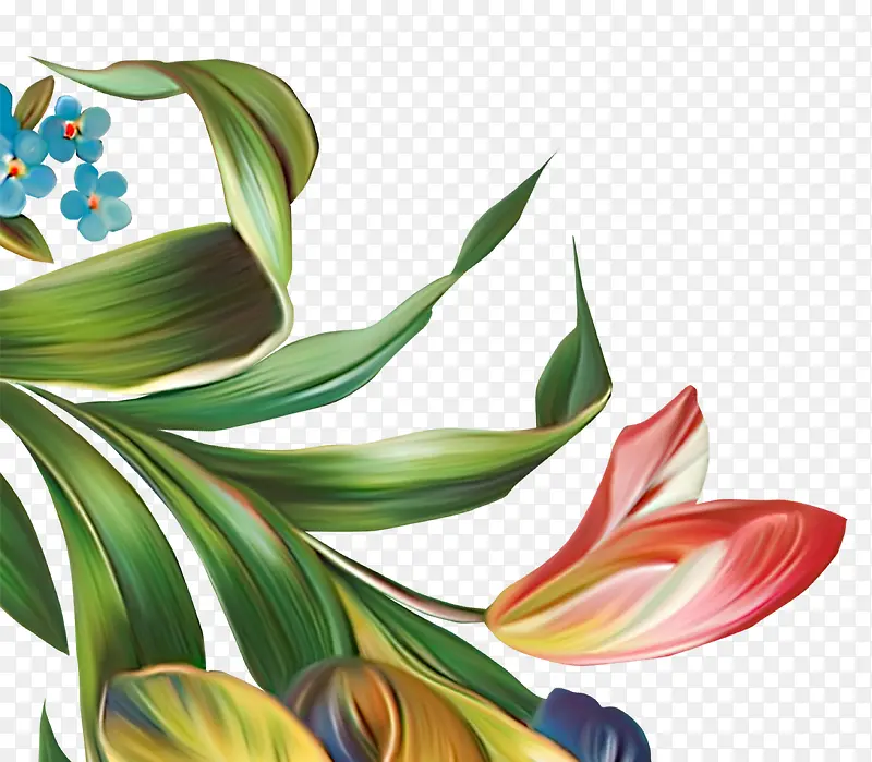 手绘花草植物装饰图案