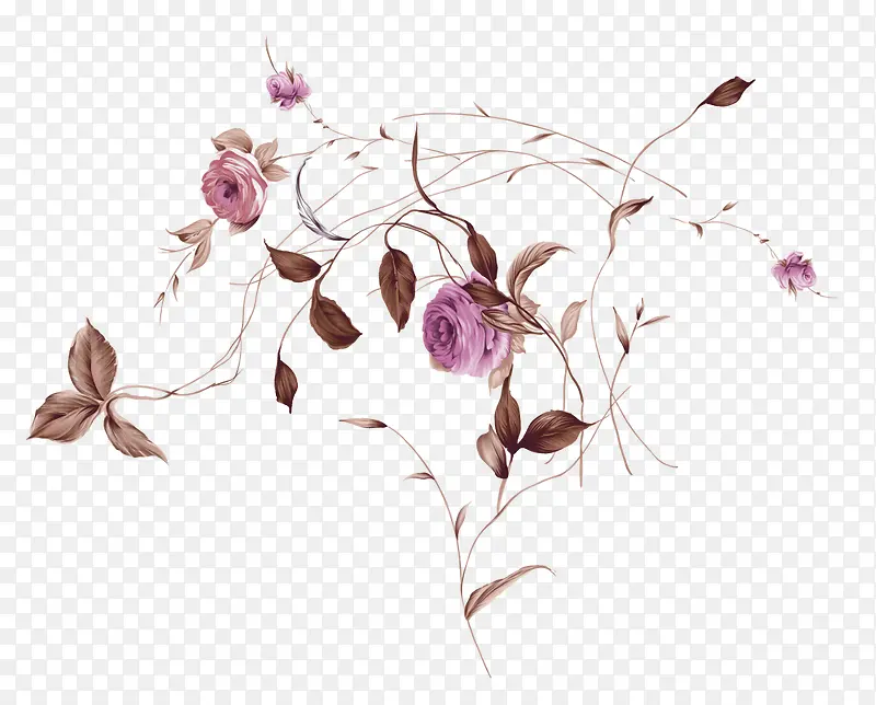 紫色清新花藤装饰图案