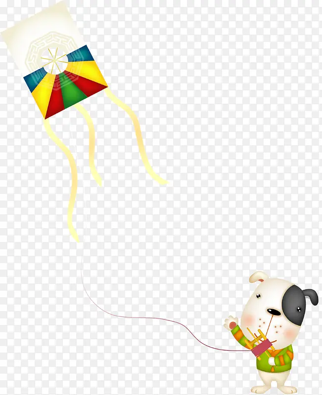 卡通矢量放风筝的小狗